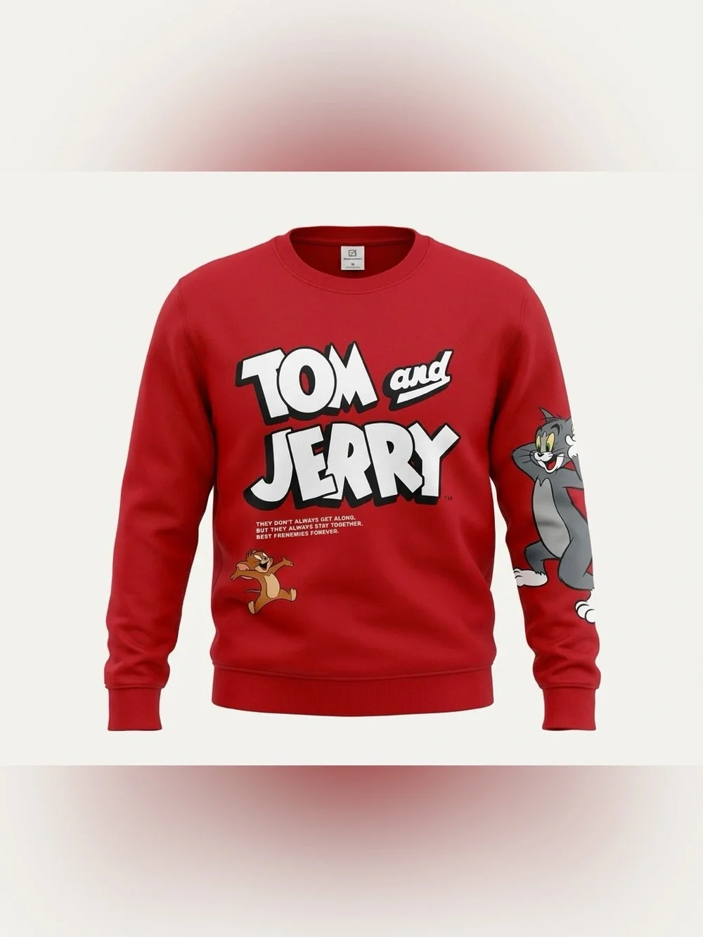 Tom And Jerry Graphic Crewneck Sweatshirt Cartoon Character Pullover